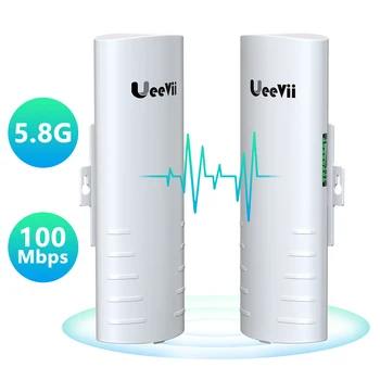UeeVii 2-Pack Гигабитный Беспроводной мост Точка-точка 5,8 G 1 Гбит/с WiFi Наружный комплект CPE с антенной с высоким коэффициентом усиления 16dBi на расстоянии 3 км