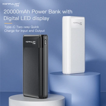 Power Bank 20000 мАч 15 Вт Большая Емкость Быстрая Зарядка Цифровой Дисплей Портативный Внешний Аккумулятор Powerbank для iPhone 12 13 Samsung