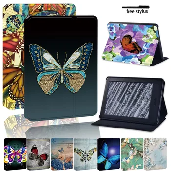 Чехол для Kindle 8/10 Paperwhite 1/2/3/4 с принтом бабочки, подставка для чтения из искусственной кожи, Прочная защитная обложка для фолио + стилус