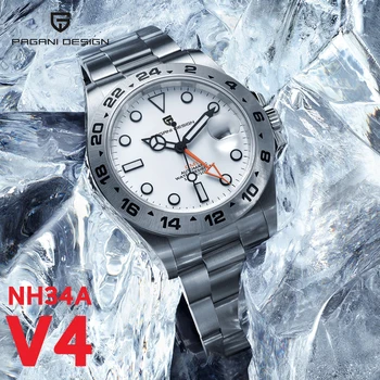 2023 Новый Дизайн NH34 PAGANI GMT Мужские Часы Автоматические Механические Часы Сапфир Из Нержавеющей Стали Водонепроницаемые AR Часы Reloj Hombre