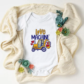Love Machine Забавные Боди Для Маленьких Мальчиков, Свободные Летние Повседневные Ползунки для Малышей с Коротким Рукавом Оверсайз, Одежда Для Новорожденных 0-24 Месяцев