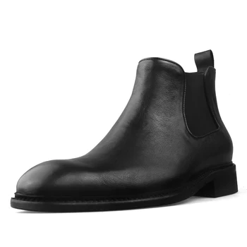 Оптовая продажа, Зимние мужские ботинки черного цвета с острым носком, ботильоны с острым носком, мужские ботинки 
