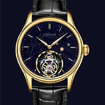 Мужские Механические часы с Турбийоном и бриллиантами из натуральной кожи AESOP, водонепроницаемые наручные часы, роскошные спортивные дизайнерские часы со скелетом