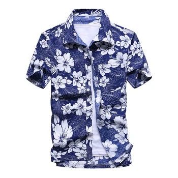 Модная Мужская Гавайская рубашка, Мужские Повседневные пляжные рубашки Aloha с красочным принтом, Короткий рукав, Большие Размеры 5XL, Camisa Hawaiana Hombre