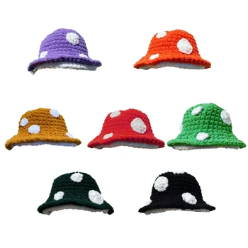 L93F Креативная Рыболовная шляпа для женщин, девочек, Грибная шляпа с ручным крючком, Зимняя теплая шапочка, панама для девочек, Милый головной убор для девочек