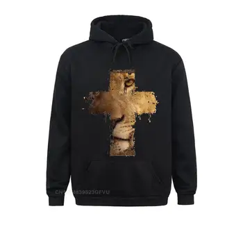 Мужской Пуловер на заказ, Толстовка с изображением Льва, Креста, Христианского животного, Мужская толстовка с капюшоном, Дешевые Мужские Хлопчатобумажные Рубашки, Японская Уличная одежда