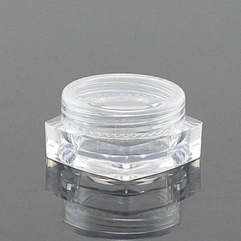 пустая 3 г/мл Маленькая прозрачная квадратная пластиковая банка ps jar case box для образца косметики, крема для макияжа nail art glitter dust powder 144 шт./лот