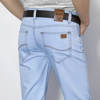 Мужские деловые Джинсы Классические Мужские Хлопчатобумажные прямые Стрейчевые Брендовые джинсовые короткие брюки, Летний комбинезон, облегающие короткие брюки 2021