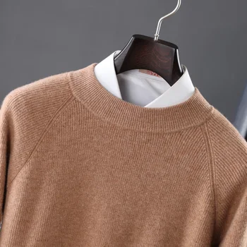 Трикотажные Пуловеры из 100% чистой шерсти, мужские Зимние Толстые Теплые мягкие свитера, мужская Шерстяная одежда, Джемперы 3 цветов