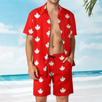 2 предмета в комплекте Координаты Канадский флаг Национальный флаг Канады M Высококачественный мужской пляжный костюм с забавным графическим рисунком для отдыха Размер США