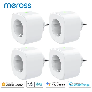 Meross WiFi Smart Plug HomeKit Версия для ЕС/Великобритании Розетка Голосовое Дистанционное Управление Работа с Siri, Alexa Google Assistant SmartThings