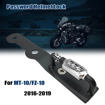 Для Yamaha MT-10 MT 10, FZ-10 FZ10 2016-2019 Мотоциклетный Замок для шлема, пароль, Черный Крючок для крепления, Алюминиевая боковая Противоугонная Защита