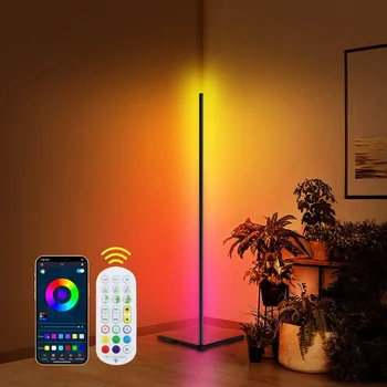 Умный угловой торшер RGB Угловые светильники с Bluetooth и дистанционным регулируемым освещением, стоячий светильник для спальни, гостиной, Современный декор