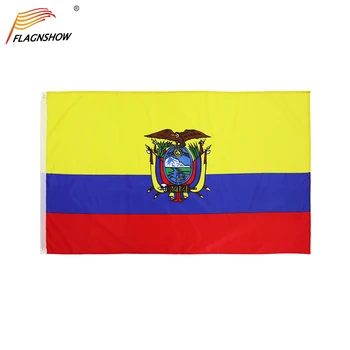 Flagnshow Флаг Эквадора 3X5 ФУТОВ Подвесные Национальные Флаги Эквадора Из Полиэстера с Латунными Люверсами Флаг 3x5 Футов для Украшения