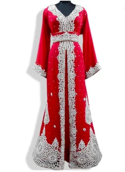 Роскошный халат, Модное красное платье с аппликацией, Традиционный костюм индо-Пакистана, материал жоржет, Арабский халат, Одежда Индо-Пак