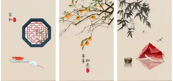 AS3041 Плакат на холсте с цветочным принтом в китайском стиле для декора гостиной, Домашняя настенная картина