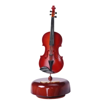 Музыкальная шкатулка для скрипки, вращающееся музыкальное основание, инструмент классической музыкальной шкатулки, подарок для мальчиков девочек на День рождения Рождество