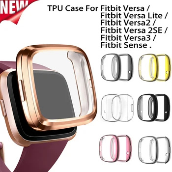 Мягкий чехол для Fitbit Versa 4/Versa 2 SE/Versa 3/Versa Band, водонепроницаемая крышка корпуса часов, защитная пленка для экрана для Fitbit Versa Sense