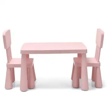 Детский игровой Обеденный стол для учебы, Детский стол и набор из 2 стульев, подарок для ребенка, розовый