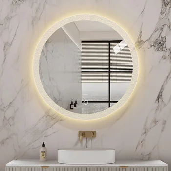 Зеркала в ванной, Светильники, Стена спальни, Круглое умное светодиодное Зеркало для душа, Корейское украшение Espejo, Эстетическое YYY35XP
