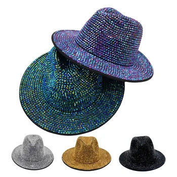 Сценическое представление, Джазовые Шляпы Ручной работы, Роскошные Женские Фетровые шляпы со стразами, Фетровая шляпа с блестками, Фетровая шляпа-трильби, Шляпа с бриллиантами