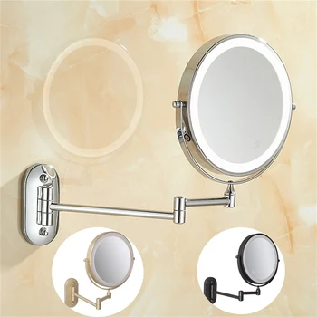 8-дюймовое Настенное Зеркало Для макияжа в спальне или ванной Комнате, 1X и 10X Увеличительное Двойное Зеркало, Регулируемая Светодиодная Подсветка сенсорной кнопкой
