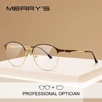 MERRYS DESIGN Женские Круглые Очки с Защитой от синего Излучения При полной Близорукости в оптической Оправе Eyewear S2024PG