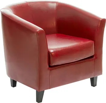 Клубное Кресло из Красной Кожи цвета Бычьей Крови