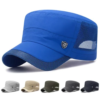 Солнцезащитные шляпы, быстросохнущие военные шляпы для мужчин, Летние сетчатые бейсболки с плоским верхом, женские уличные армейские кепки, дышащие военные кепки