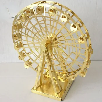 Горячая распродажа золотых/серебряных плоских металлических деталей, мини-модель 3D колеса обозрения 