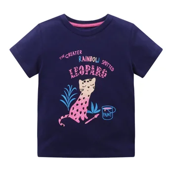 Прыгающие метры Новое поступление, Летние футболки с кошками для девочек, Детская Хлопчатобумажная одежда с коротким рукавом, Милые животные, Детские футболки, Детские топы