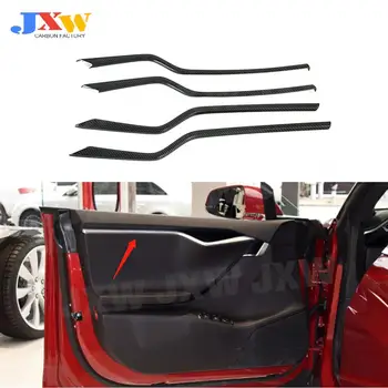 Внутренняя отделка двери автомобиля из Углеродного волокна, Внутренние молдинги, Планки Для Tesla Model S 2016-2019, Автомобильный Стайлинг