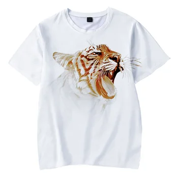 Цветная футболка с изображением лица Тигры, Прямая поставка, футболка с 3D Принтом, Футболка Оверсайз, Рубашка с коротким рукавом, Унисекс, Детская одежда, Топы
