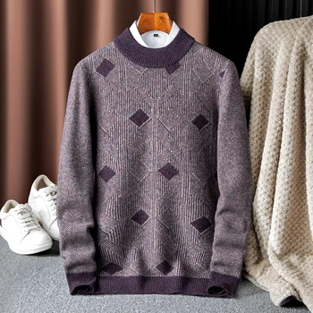 Осенне-зимний 100% кашемировый свитер, мужской молодежный модный трикотаж с цветным блоком, трендовый свитер с утолщенным низом