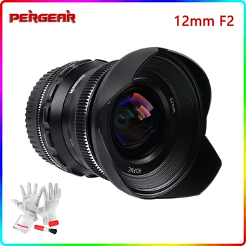 Объектив камеры Pergear 12 мм F2, Сверхширокоугольный Фиксированный объектив с ручной фокусировкой для Sony E-Mount Fujifilm M4/3, Nikon Z-Mount A6500 X-T30 Z6