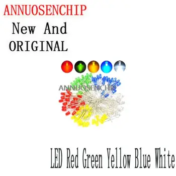 100 шт. Новые и оригинальные 3 мм 5 мм F3 F5 LED Красный Зеленый Желтый Синий Белый