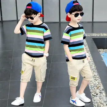 Новые Летние комплекты одежды Для мальчиков, Детская футболка с коротким рукавом + брюки, комплект из двух предметов, Детская одежда для маленьких мальчиков 6, 8, 10 лет