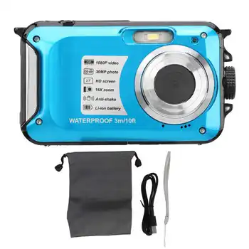 Водонепроницаемая Цифровая камера с Защитой От Встряхивания 1080P Full HD, Двухэкранный Селфи-Видеомагнитофон для Плавания Под Водой, Запись DV