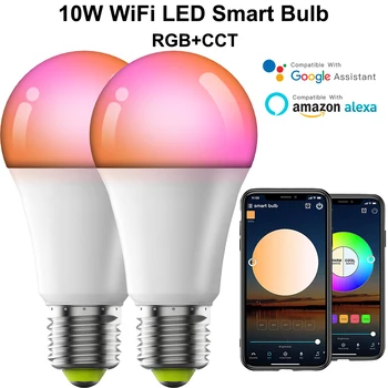 10 Вт Wifi Лампа Smart Light, Меняющая Цвет, RGB светодиодная Лампа С Alexa Google Home IFTT E27, Умная Лампа С Голосовым Управлением, Внутренняя лампа D30