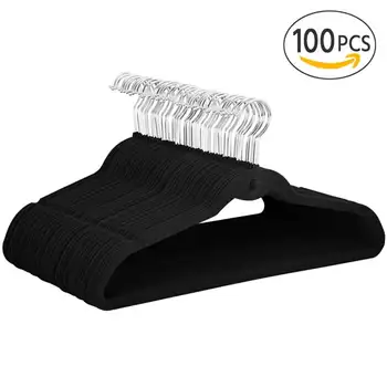 Нескользящие бархатные вешалки для одежды Easyfashion, 100 шт., черный