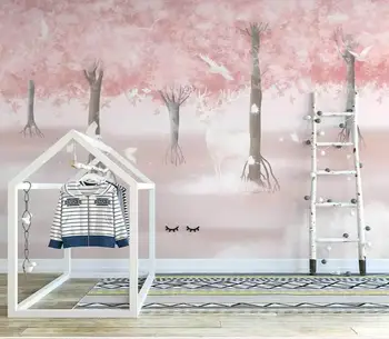 beibehang papel de parede Пользовательские 3D обои фреска ручная роспись вишневый цвет лось лес настроение интерьер фоновая стена