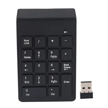 Цифровая клавиатура, 18 Беспроводных USB-цифровых клавиатур с цифровым приемником Mini USB 2,4G для ноутбука, настольного ПК, ноутбука - черный
