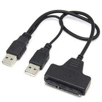 USB2 0 к SATA 22Pin Штекерному Адаптерному Кабелю с Кабелем питания USB Sata для Жесткого диска ноутбука 2,5 HDD