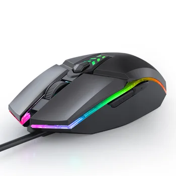 Проводная игровая мышь 1600 Точек На дюйм, Оптическая 6-кнопочная USB-мышь с RGB подсветкой, мыши с отключением звука Для настольного ноутбука, Компьютерная мышь для геймеров