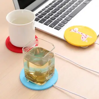 Новый USB-источник питания для чая, Кофейной чашки, Подогреватель Кружек, Нагревательный коврик для чашек, Подставки для офисных гаджетов, Мультяшная кружка из дерева