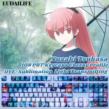 Yuzaki Tsukasa 108 Keycap PBT Аниме, сублимация красителя, Светопропускающий Вишневый чехол для ключей, перекрестный переключатель, механическая клавиатура, подарок
