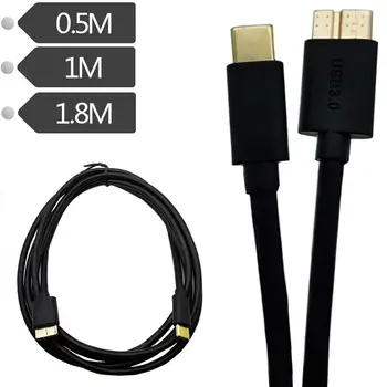 Позолоченный кабель Type-C для передачи данных Micro USB 3.0, кабель USB 3.0 для подключения Mac, кабель для мобильного жесткого диска