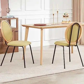Набор кухонных обеденных стульев из льняной ткани, современный промышленный обеденный стул с мягкой обивкой для столовой