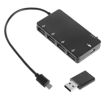 5 в 1 USB-концентратор с 4 портами, портативное зарядное устройство, кабель OTG-адаптер для смартфона