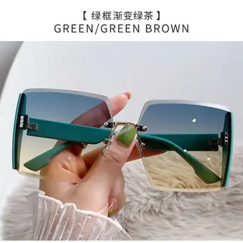 ZHFP50114, новые квадратные солнцезащитные очки без оправы, модные солнцезащитные очки знаменитостей в большой оправе